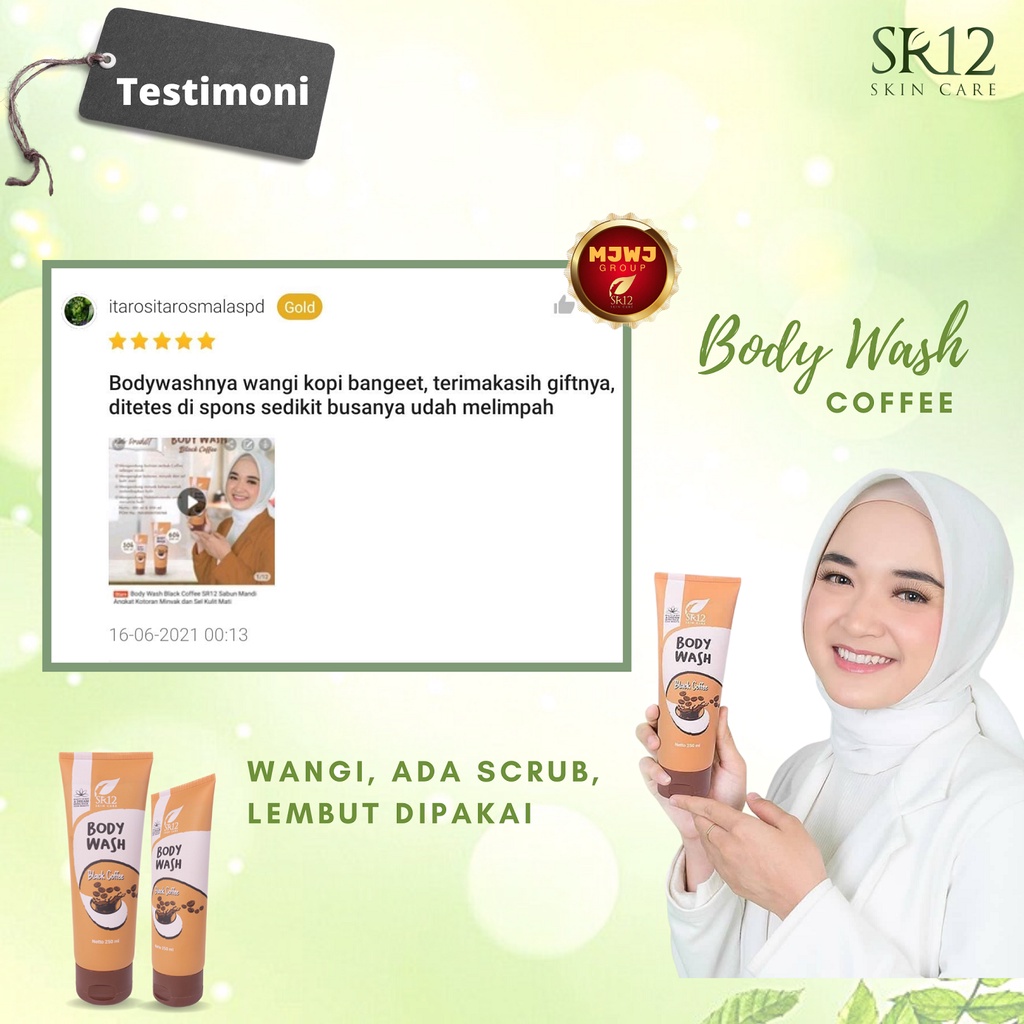 Body Wash Black Coffee SR12 Sabun Mandi Sabun Cair Herbal Sabun Kopi Perontok Daki
