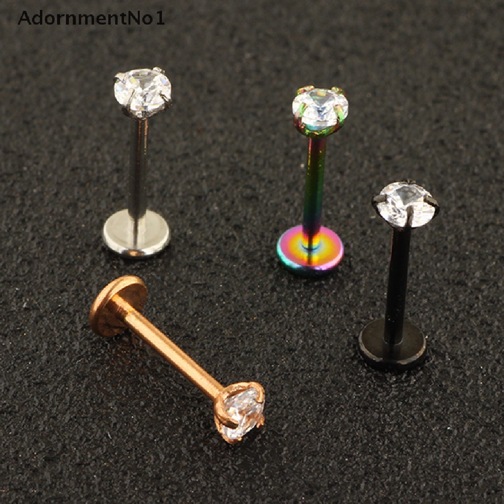 (AdornmentNo1) Anting Tindik Bibir / Tulang Rawan Telinga 18G Hias Zircon Untuk Wanita