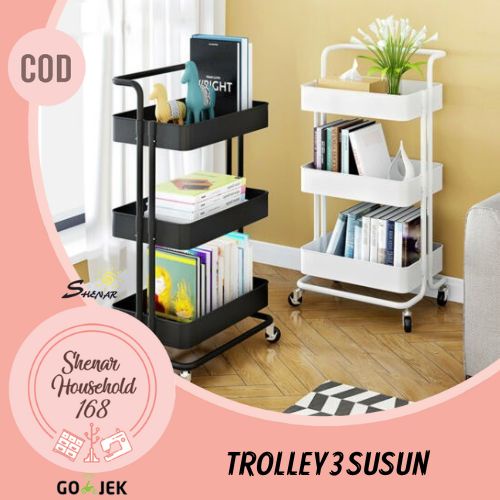 BISA COD , RAK TROLI SALON UTILITY CART ROLLING 3 TIER SERVICE RAK SERBAGUNA/TROLEY SALON ABS PLASTIC TERMURAH UNIK VIRAL - SHENAR