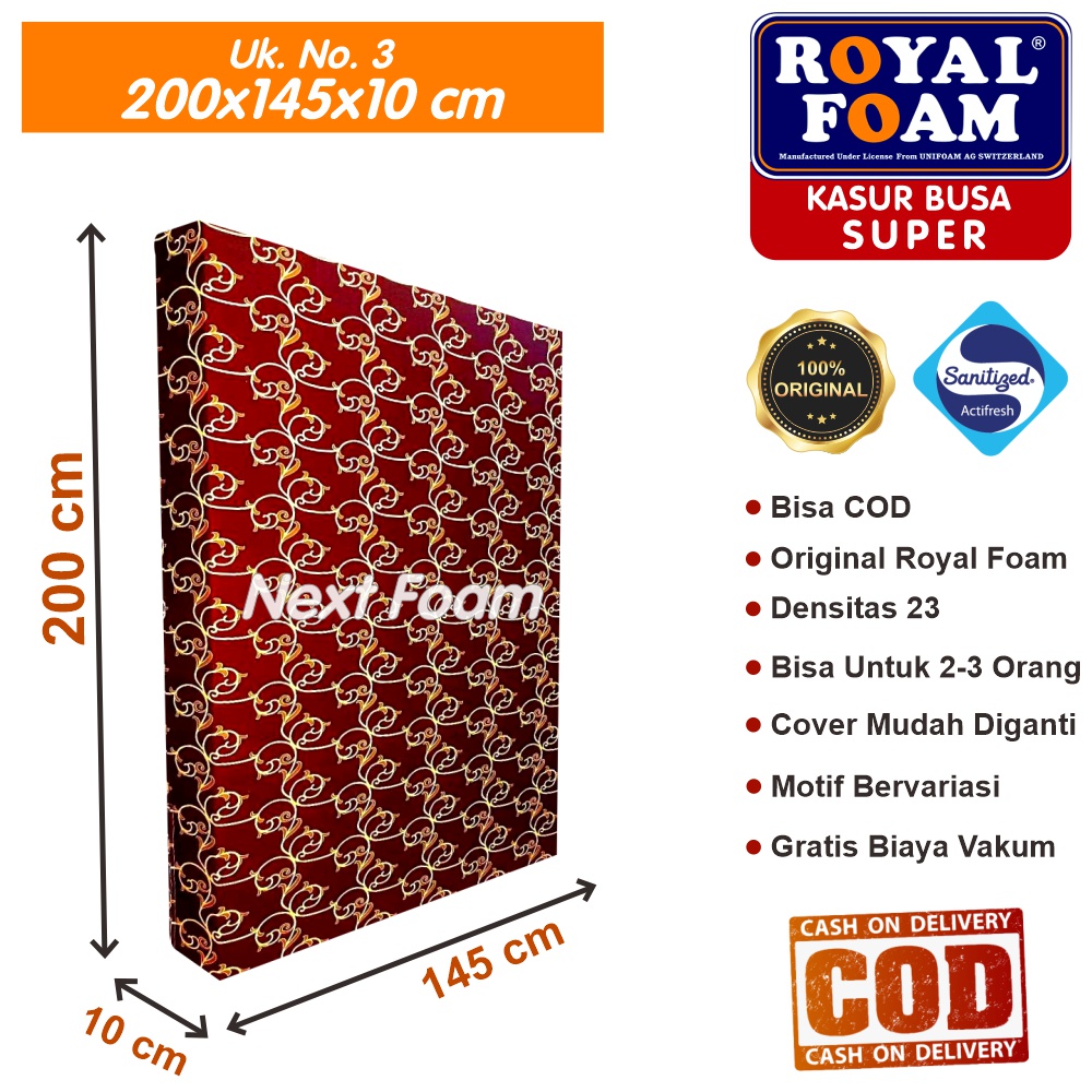 Kasur Busa Royal Foam Ukuran No 3 200x145x10 cm Tebal 10 cm D23 ORIGINAL