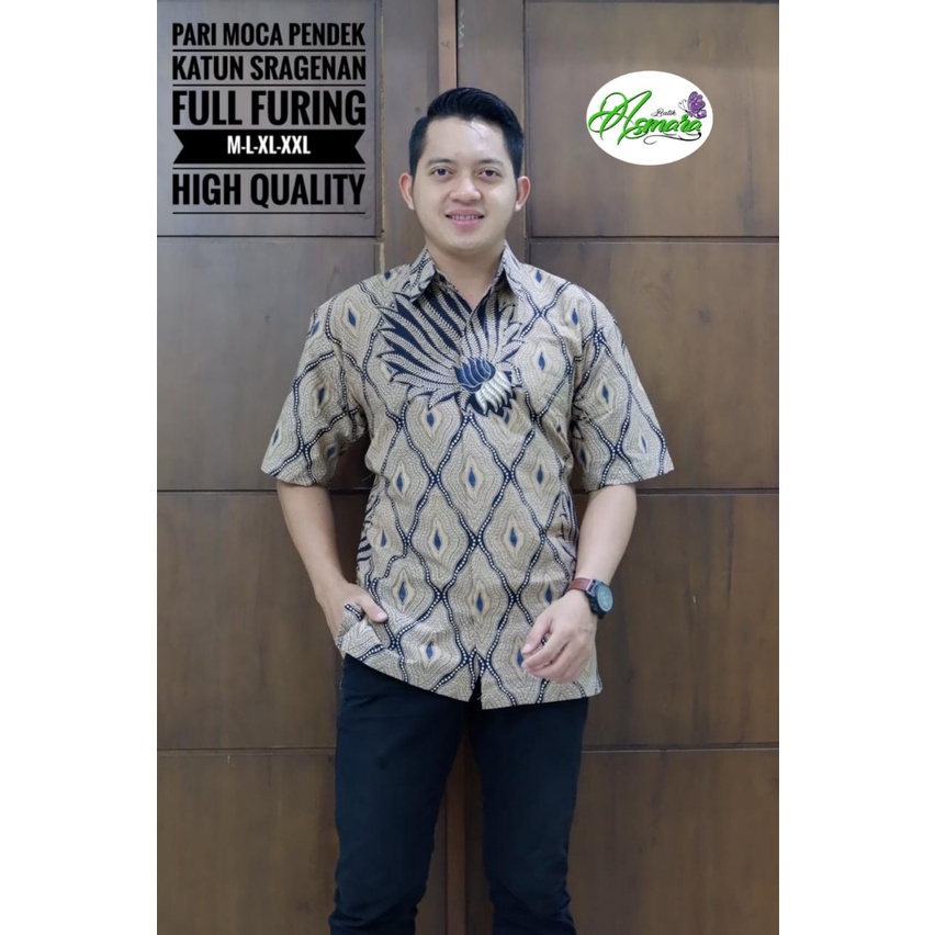 baju pria mocca kemeja batik pendek terbaru 2021 BATIK S M L XL XXL BAJU PREMIUM BSO OFFICIAL