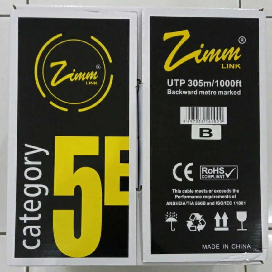 Kabel UTP Cat5e Zimmlink INDOOR Black - CCA ID Zimm LINK Hitam