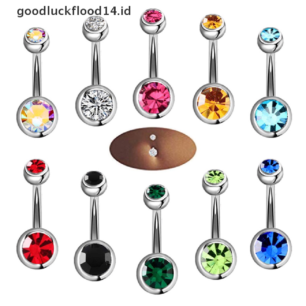 [OOID] 1Set Navel Rings Crystal Rhinestone Belly Button Ring Bar Body Piercing Jewelry ID