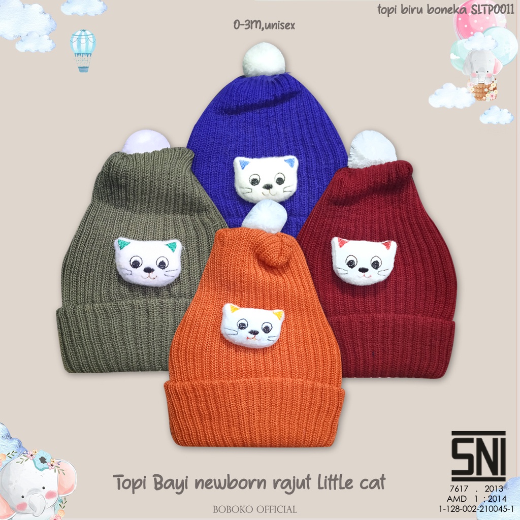 BOBOKO Topi Bayi newborn rajut little cat 0-3 bulan