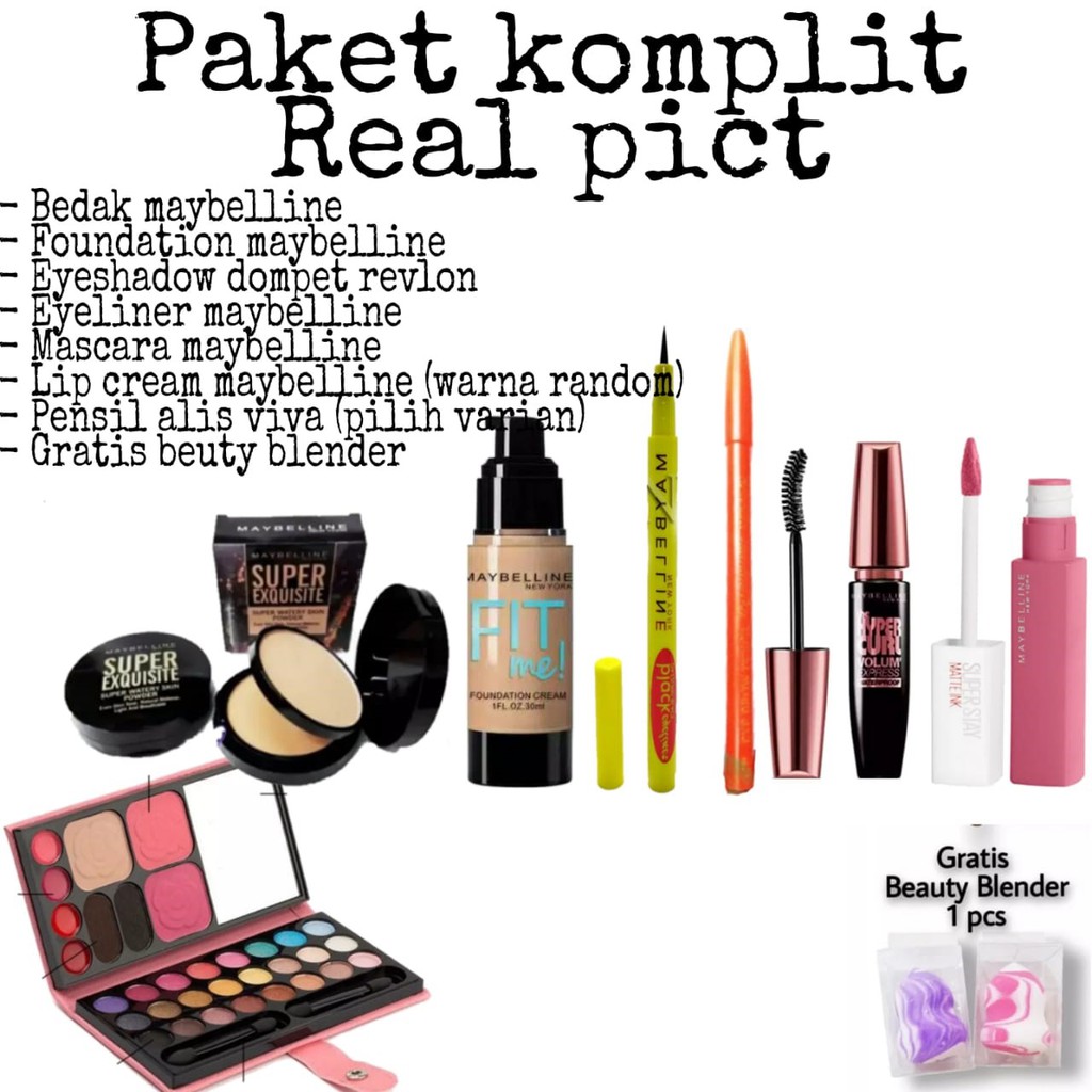 Maybeline Paket Kosmetik murah hemat 6 in 1 make up set