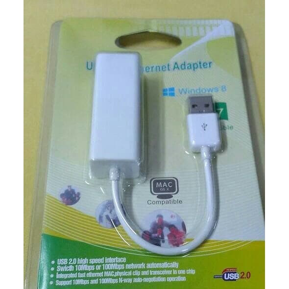 Kabel Converter Adapter USB 2.0 Male To Ethernet LAN UTP RJ45 Female - Putih