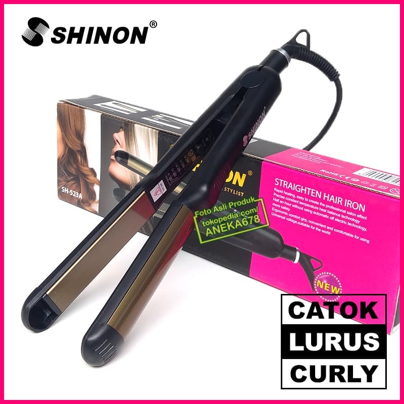 SHINON SH 523A LURUS ALAT CATOK RAMBUT CATOKAN CURLY 523 KERITING