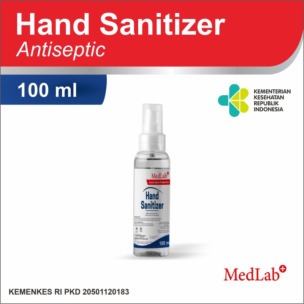 Hand Sanitizer Cair Medlab 100ml Alkohol 70% Antiseptik KEMENKES