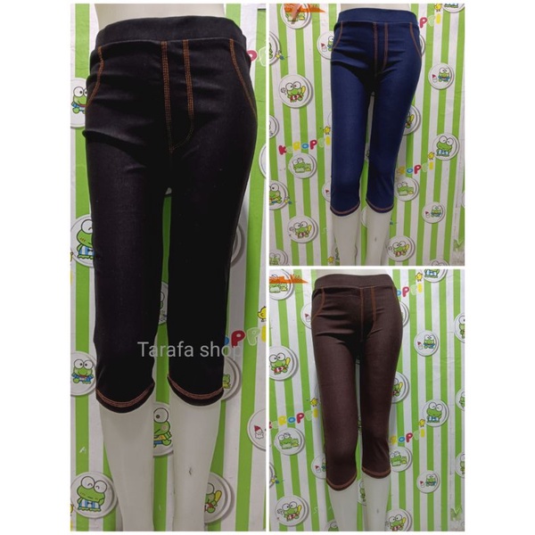 LEGGING WANITA PENDEK DENIM 7/8 UKURAN STANDAR DAN JUMBO/ CELANA LEGGING PENDEK 7/8