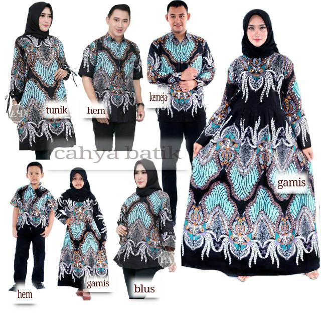 Saroja (086) Couple Keluarga Batik Gamis Batik Katun Premium Motif Madu Ijo