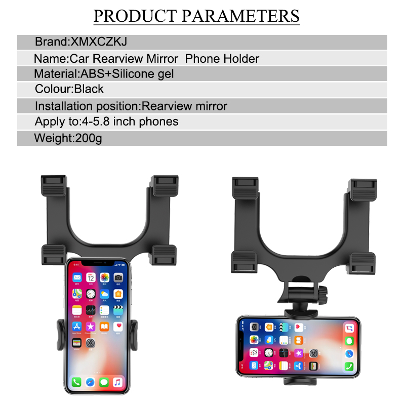 Stand Holder Smartphone / GPS Universal Rotasi 360 Derajat Untuk Kaca Spion Tengah Mobil