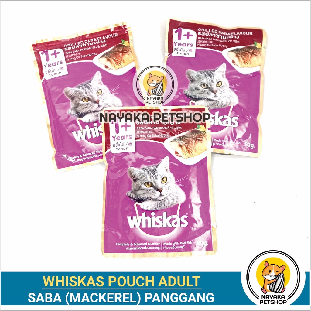 Whiskas Grilled Saba Pouch Mackerel Panggang Makanan Kucing Basah Pakan Wet Food