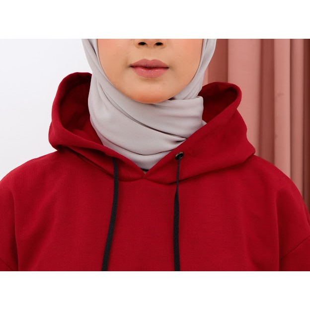 Sweater Hoodie Polos Oversize Jaket Pria Wanita Premium WARNA MAROON