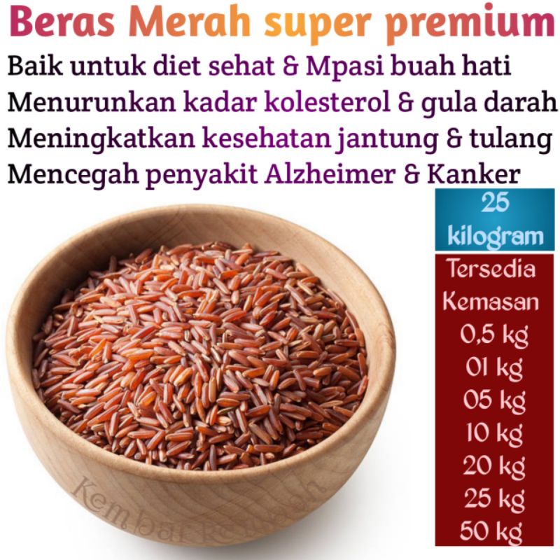 

Beras merah rendah gula kemasan 25 kg