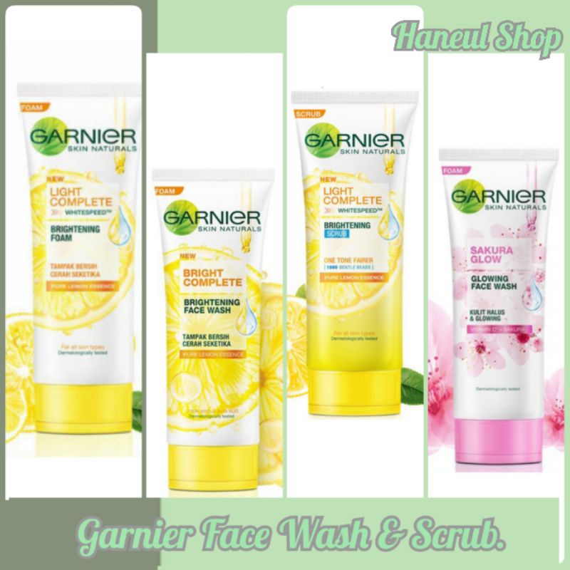 [Original] Facial Foam, Scrub Garnier Light/Bright Complete &amp; Sakura White