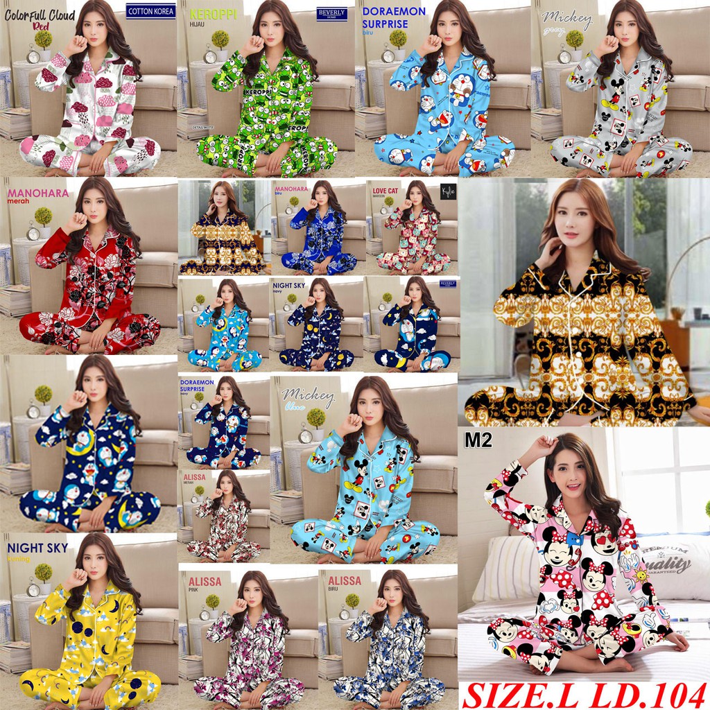 ISANNY PIYAMA SET PP SIZE.L/BUNGA PP/KEROPI PP/DORA3M0N/BAJU TIDUR/PIYAMA MURAH/REAL PICT