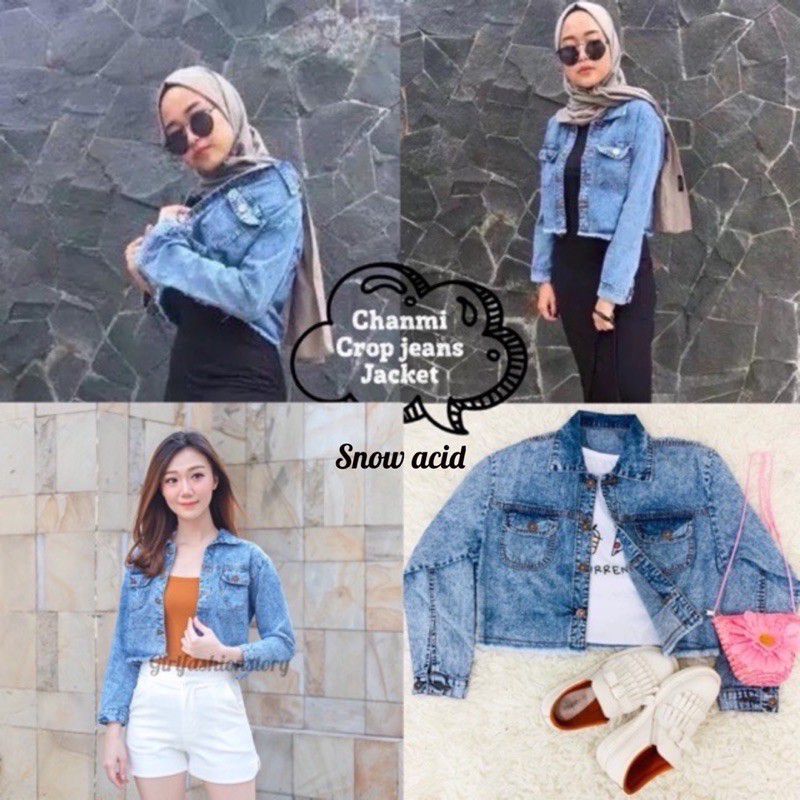 CHANMI ORIGINAL CROP JEANS JACKET HARGA PROMO