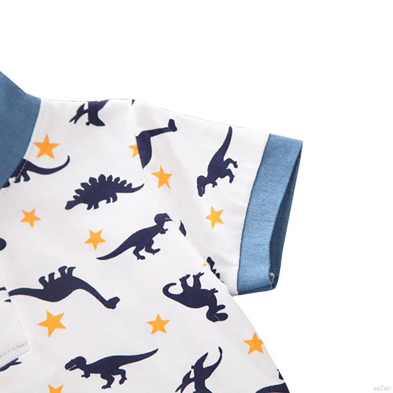 Baju Anak Dinosaurus Import Warna Putih Navy Setelan Kaos dan Celana Dino Denim