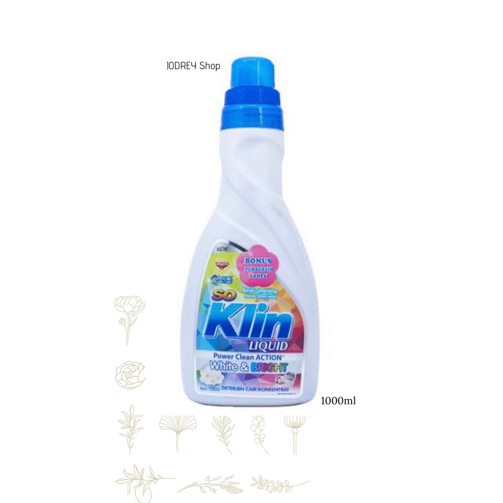 SoKlin White & Bright Detergen Cair Botol 1000ml