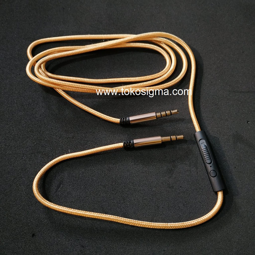 Kabel AUX Audio Jek 3.5mm M-M TRRS garis 3 to TRS garis 2 Volume Ctrl