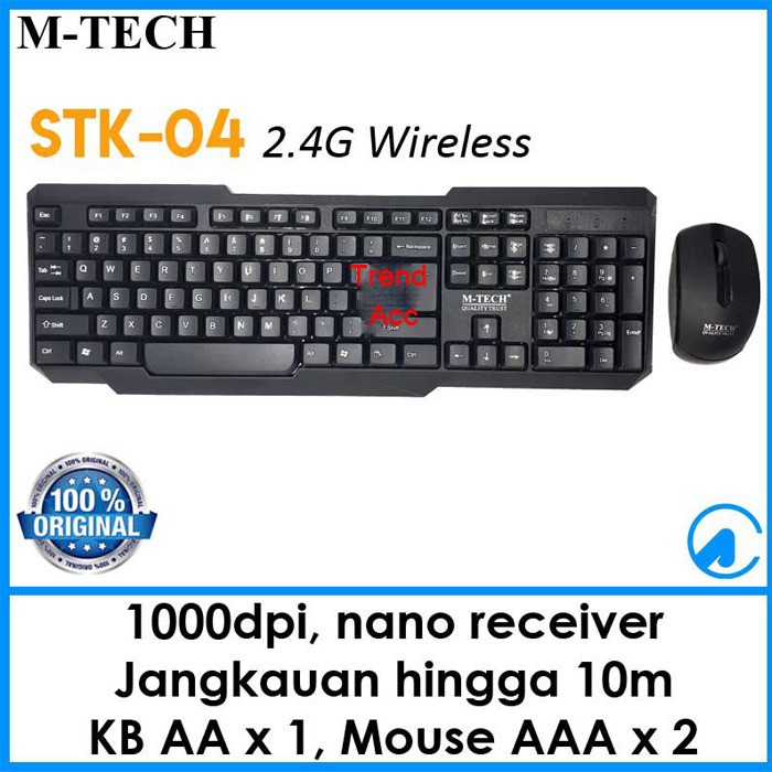 Trend-M-Tech Paket Keyboard Mouse Wireless Combo M-tech STK-04 / STK04