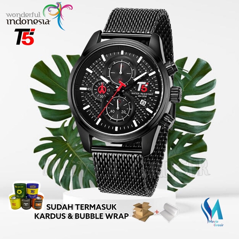 JAM TANGAN PRIA T5 ORIGINAL 100% 3721 H3721 H 3721 H3721G CHRONOGRAPH WATERPROOF 3ATM BERGARANSI FRE