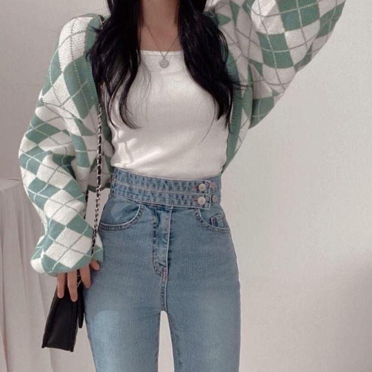 Terbagus.. sooyun knite cardi/ baju rajut atasan wanita/ rajut motif/ baju rajut atasan wanita lenga