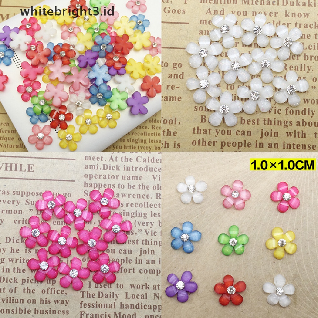 (whitebright3.id) 20pcs Bunga resin 10mm Untuk Scrapbook / Handphone / Craft DIY