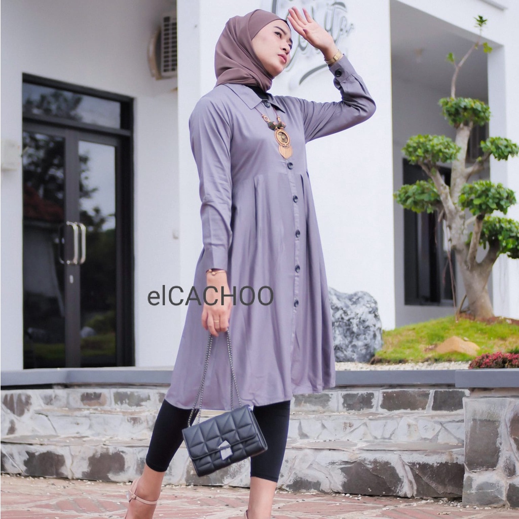 AFIFAH TUNIK PREMIUM BY ELCACHOO BAJU ATASAN WANITA TUNIK MATERIAL RAYON UNIQLO