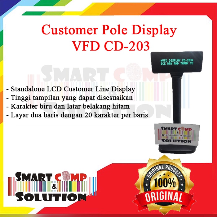 Customer Pole Display VFD CD203 / CD203 monitor tambahan