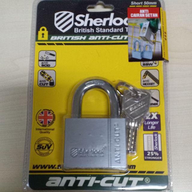 Sherlock Elliot Domestic Gembok Perisai Baja (53 Mm Pendek) Silver