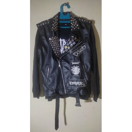 Jaket Ramones/Jaket dobel kerah/Battle vest/Werpak punk/leather biker jaket