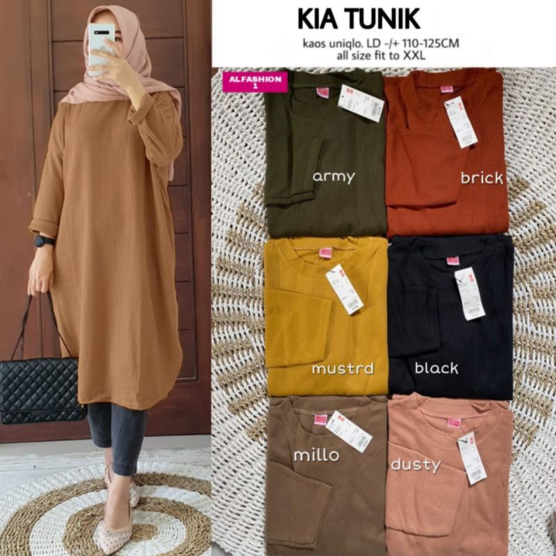 Kia long tunik kaos uniqlo ld 110_125cm all size ori by al fashion