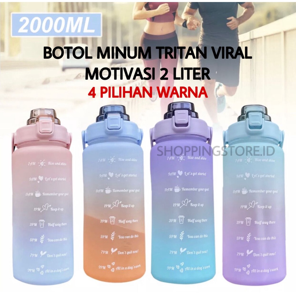 Botol Minum Botol Air Minum Motivasi 2 Liter Gradasi Gradient Rainbow / BOTOL 2 LITER