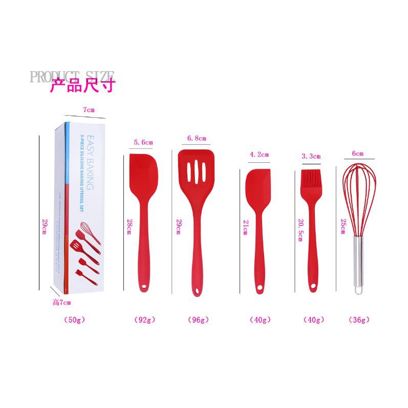 Spatula Silikone Set 5 in Sodet Sutil Kocokan Kuas Silikon Tahan Panas