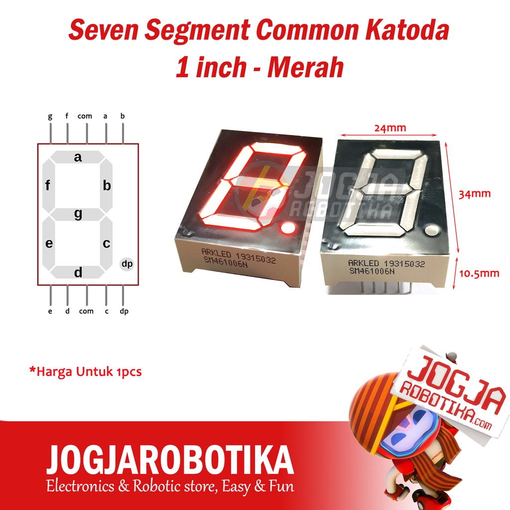 SEVEN SEGMENT MERAH 1 INCH SM461006N 7 SEGMEN COMMON KATODA