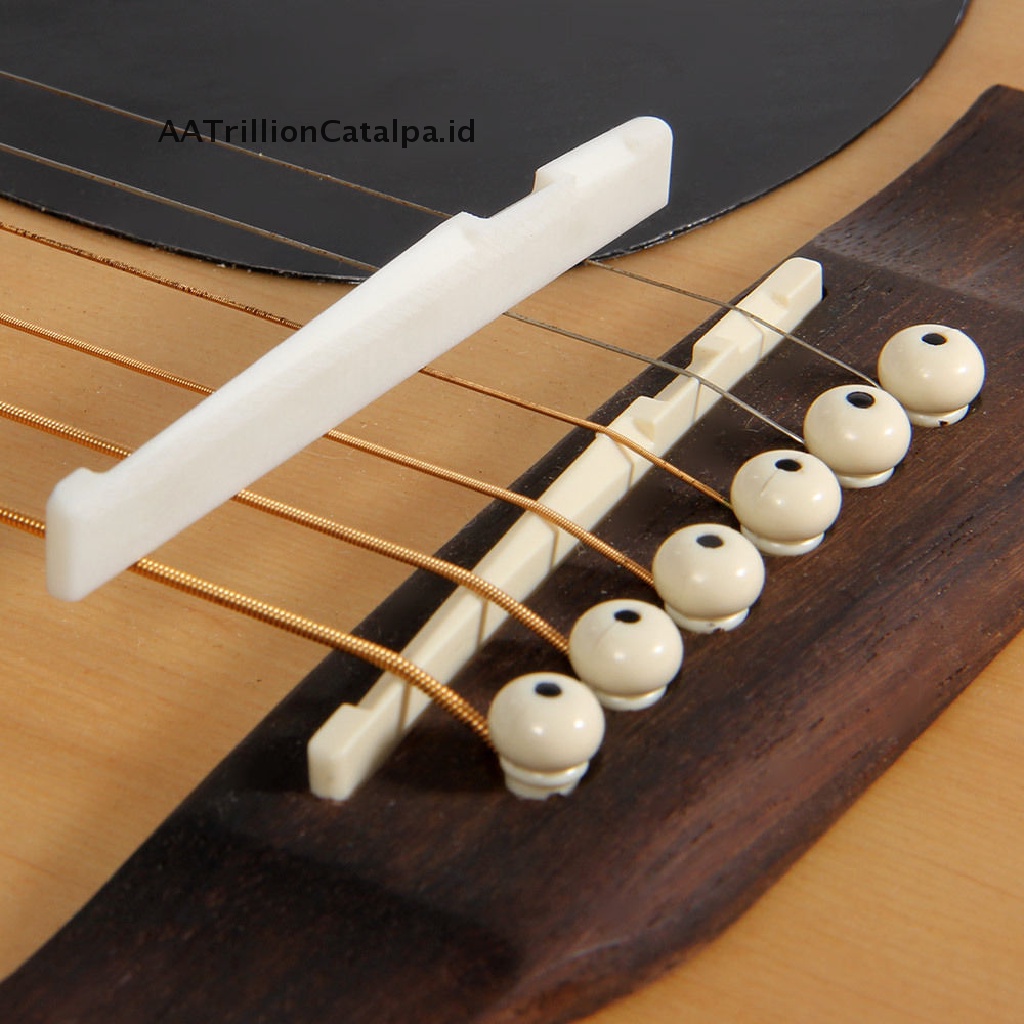 Bridge Saddle Dan Slotted Nut Ivory Buffalo Bone Untuk Gitar Akustik 6 Senar