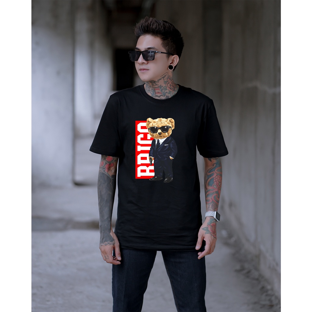 BRIGO Kaos Lengan Pendek Bear Mafia || Kaos Katun Combed M-XL || Kaos Distro BRIGO Beruang Mafia