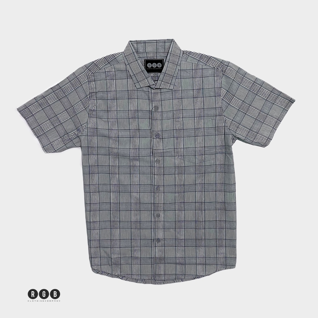 RGB Clothing Company Kemeja Kotak Pria Lengan Pendek Abu RHMP1101078