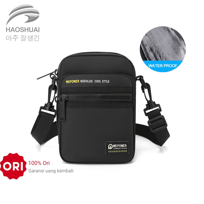 Selempang Pria HAOSHUAI Tas Selempang Pria HAOSHUAI 5834 Sling Bag Pria Waistbag Pria Waterproof BAE