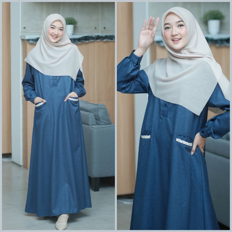 Yasmin Dress Gamis Renda Gamis Katun Gamis Murah Bisa COD Dress Muslimah Cantik Gamis Casual-1