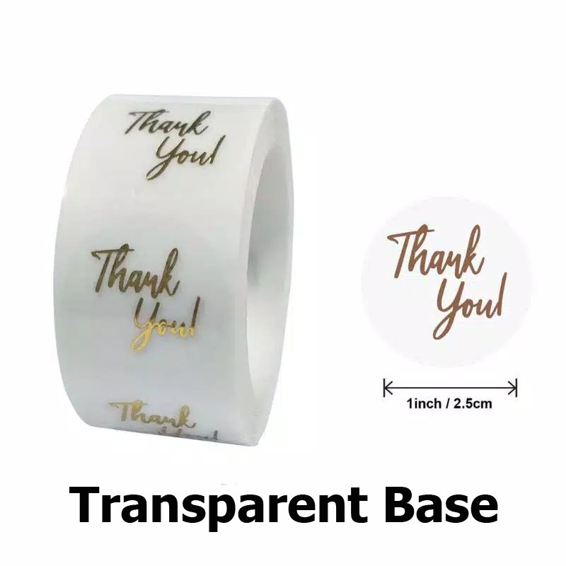 

Circular Round Thank You Transparent Plastic Sticker Tag Stiker Plastik Bening Bulat