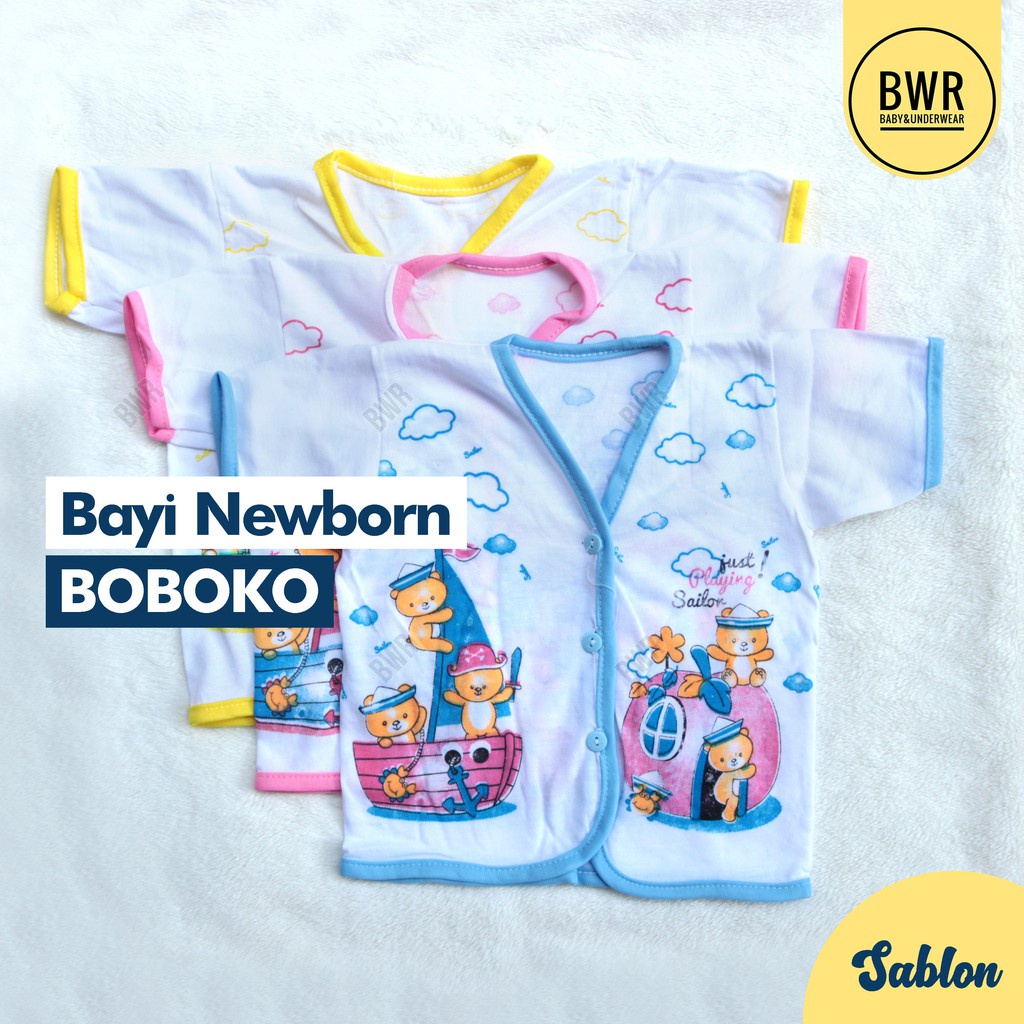 BOBOKO BAJU BAYI LENGAN PENDEK SABLON isi 6pcs