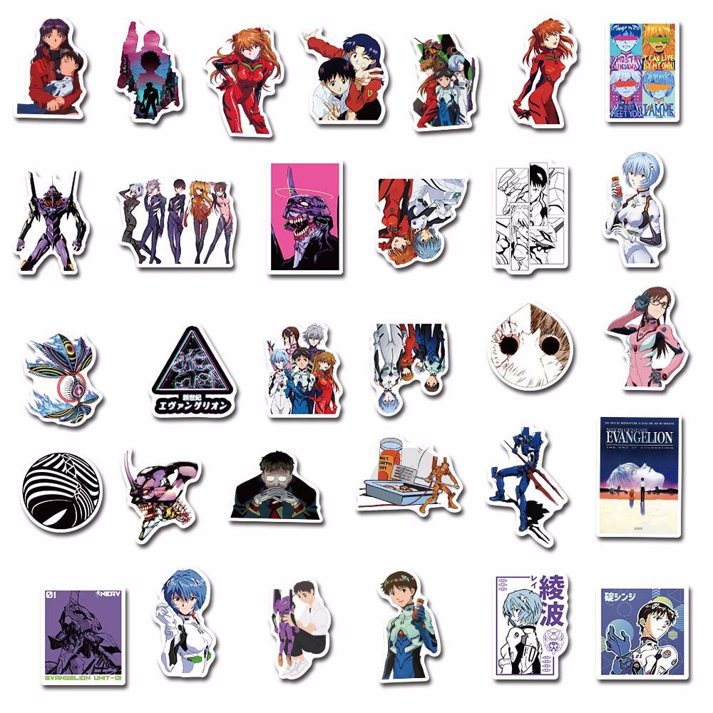 ELEGANT Kids Gift Decorative Stickers Anime Decals Anime Stickers Anime Evangelion Waterproof Stationery Sticker For Laptop Luggage PVC Fans Collection Gifts 50pcs/pack Car Stickers