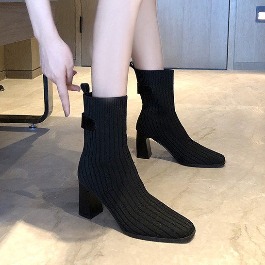 RYS - Long Knitted Sepatu Boots Korea Fashion Casual - Ori Import