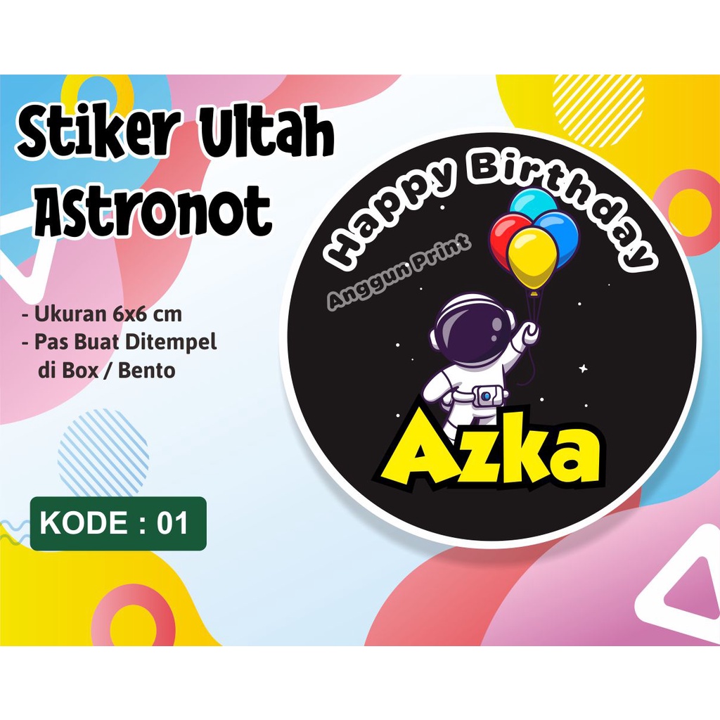 souvenir  Stiker Ulang Tahun Anak - Snack Ultah - Sticker Nasi bento, Mika, Tumpeng - Custom Karakte