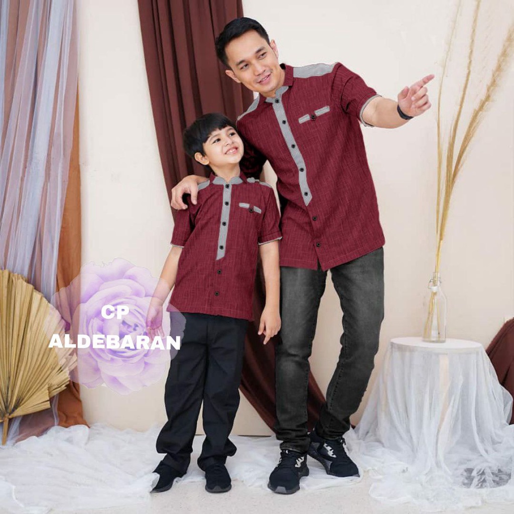 COUPLE ALDEBARAN SEPASANG PAKAIAN AYAH ANAK KID / BAJU MUSLIM PRIA / ATASAN FASHION LEBARAN