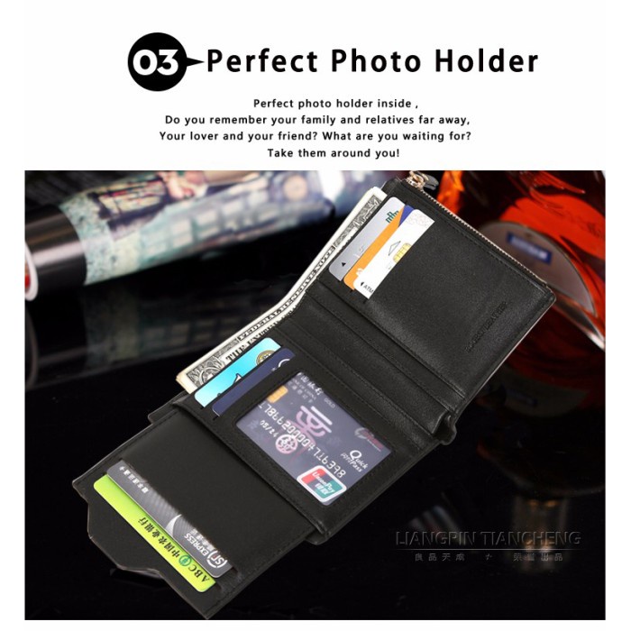 Bogesi Dompet Kulit Pria Short Paragraph Leather Wallet - BOGESI836 - Hitam