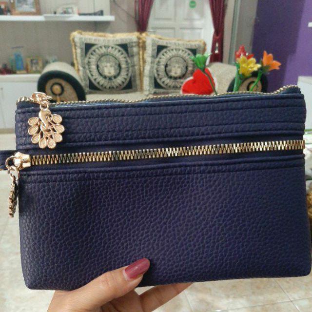 Dompet Wanita Silvi Terbaru 2021 Papirut Kulit Jeruk Premium Sintetis Imfort Kekinian Bisa COD-Navy