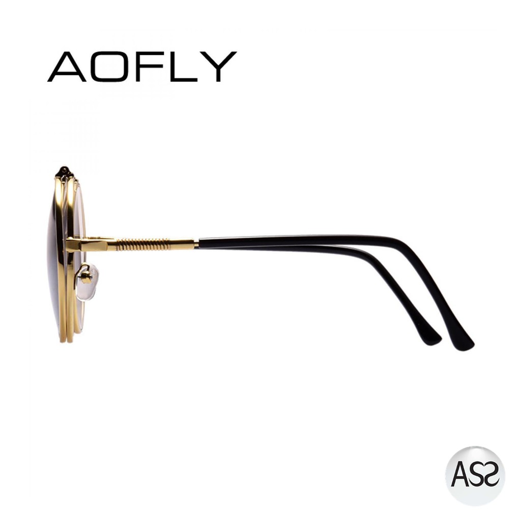 ASS Shop - AOFLY Kacamata Hitam Round Vintage Steampunk Sunglasses